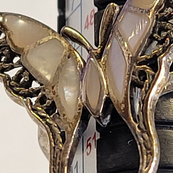 Silver and MOP Butterfly Ring 925 Sterling Silver, Butterfly Filigree Size 5.25 - Picture 15 of 15